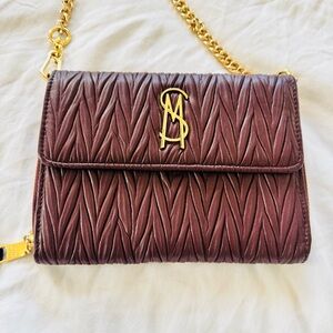 Steve Madden Quilted Crossbody Bag in Plum with Gold Hardware